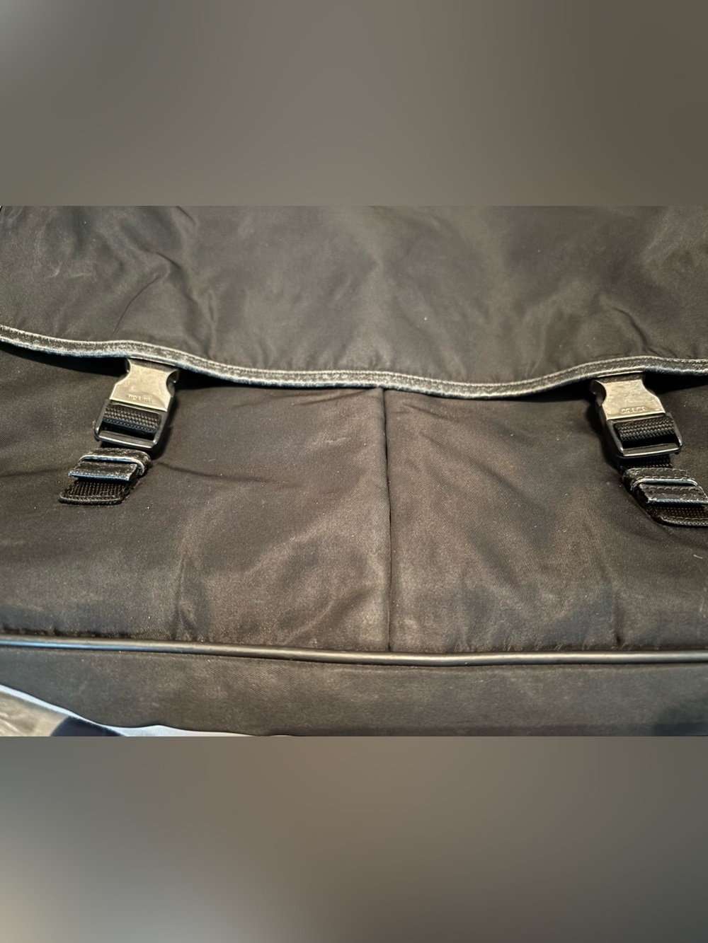 Authentic Vintage Prada Black Tessuto Nylon Double Buckle Messenger Bag - Picture 9 of 16